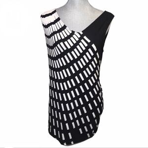 CABI Style 356 Black / White Geometric Top Blouse Tank Sleeveless Size Medium